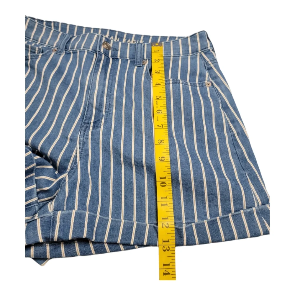 American Eagle Striped Mom Shorts Size 8‎ Blue White Summer Vacation Preppy
